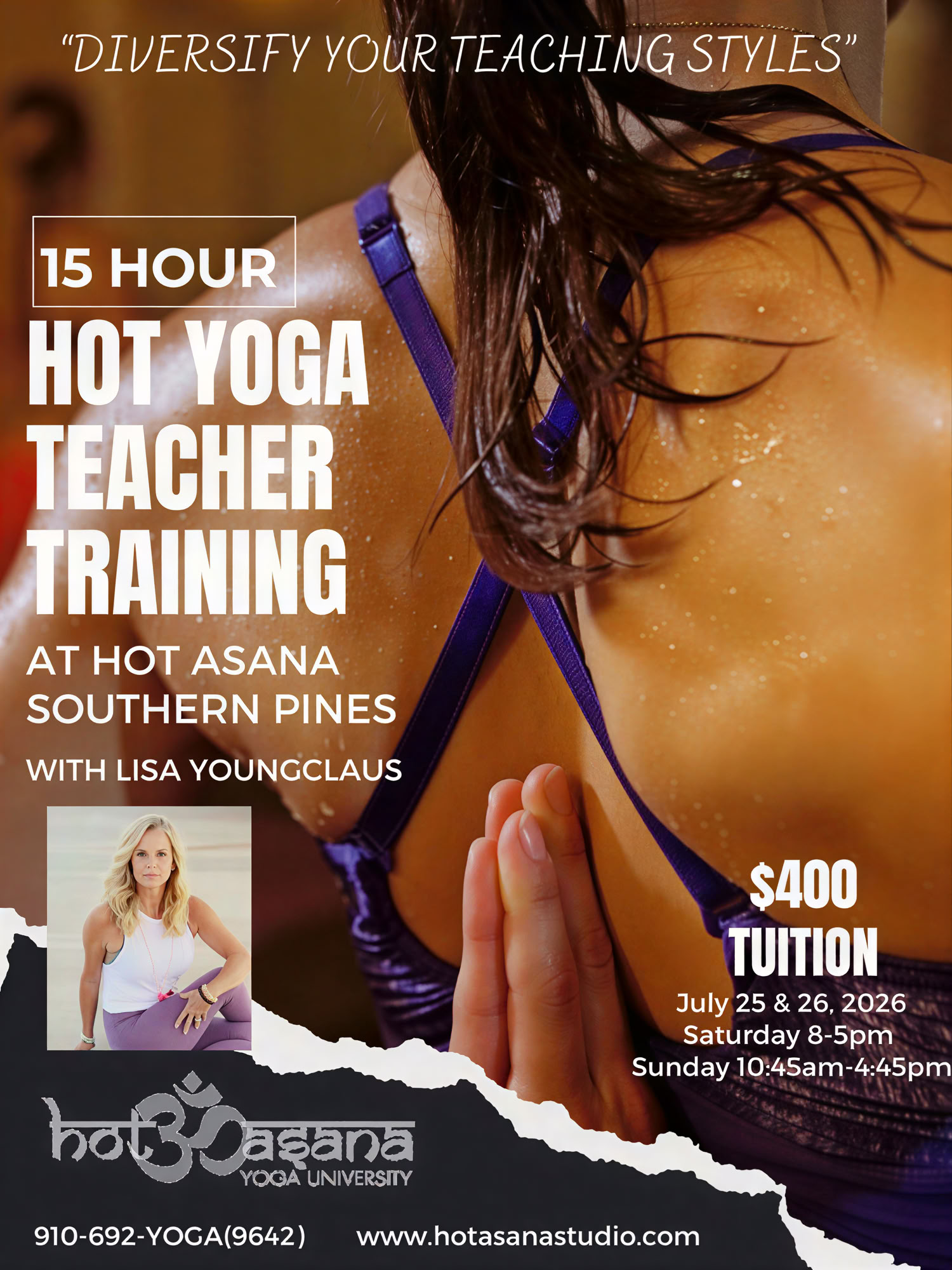 15 Stunden | Hot-Yoga-Lehrerausbildung | Southern Pines