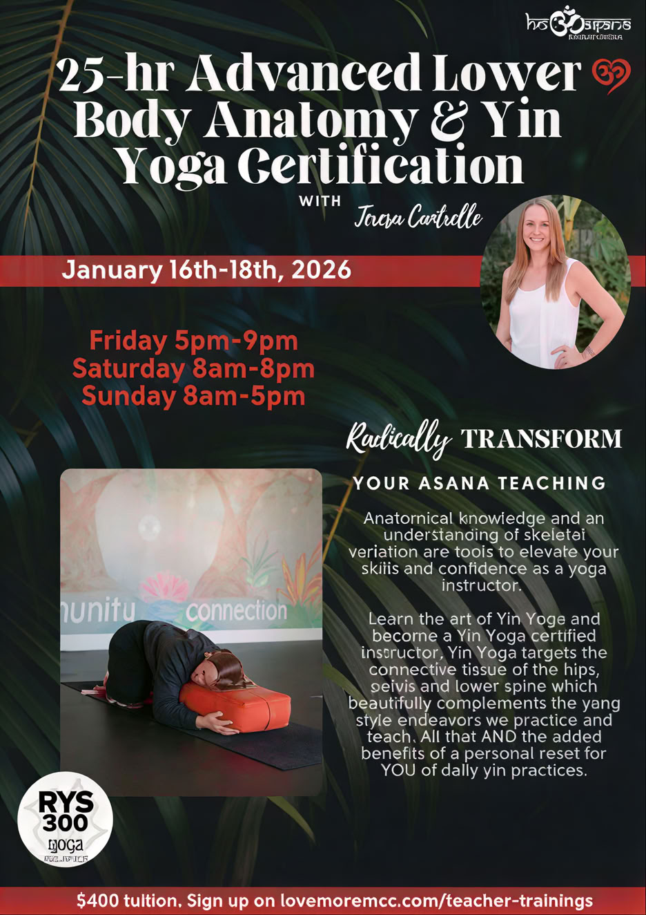 25 Stunden | Fortgeschrittene Anatomie des Unterkörpers & Yin-Yoga-Zertifizierung in COS