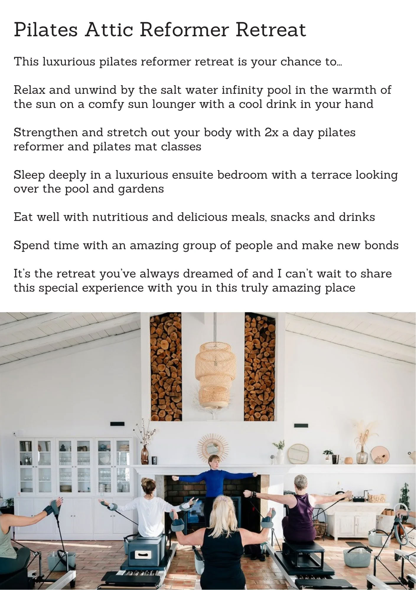 Pilates Retreats – Montag, 17. bis Samstag, 22. August 2026 – 5 Tage + 5 Nächte