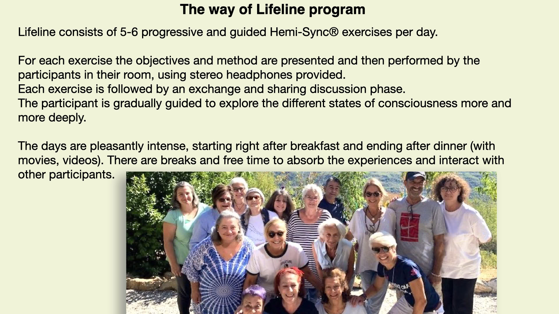 Lifeline® 6-tägiges erfahrungsorientiertes Retreat