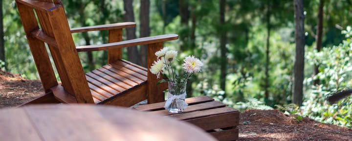 Private Hütte mit eigenem Bad, Terrasse und Waldblick